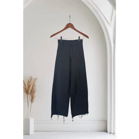 Zara Denim - Zara Straight Wide Legs Jeans Baggy Solid Black Size 4